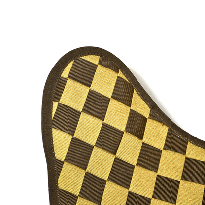 Butterfly Folding Chair – Yellow & Brown PP Checkered Polyester Seat with Black Powder-Coated Frame
