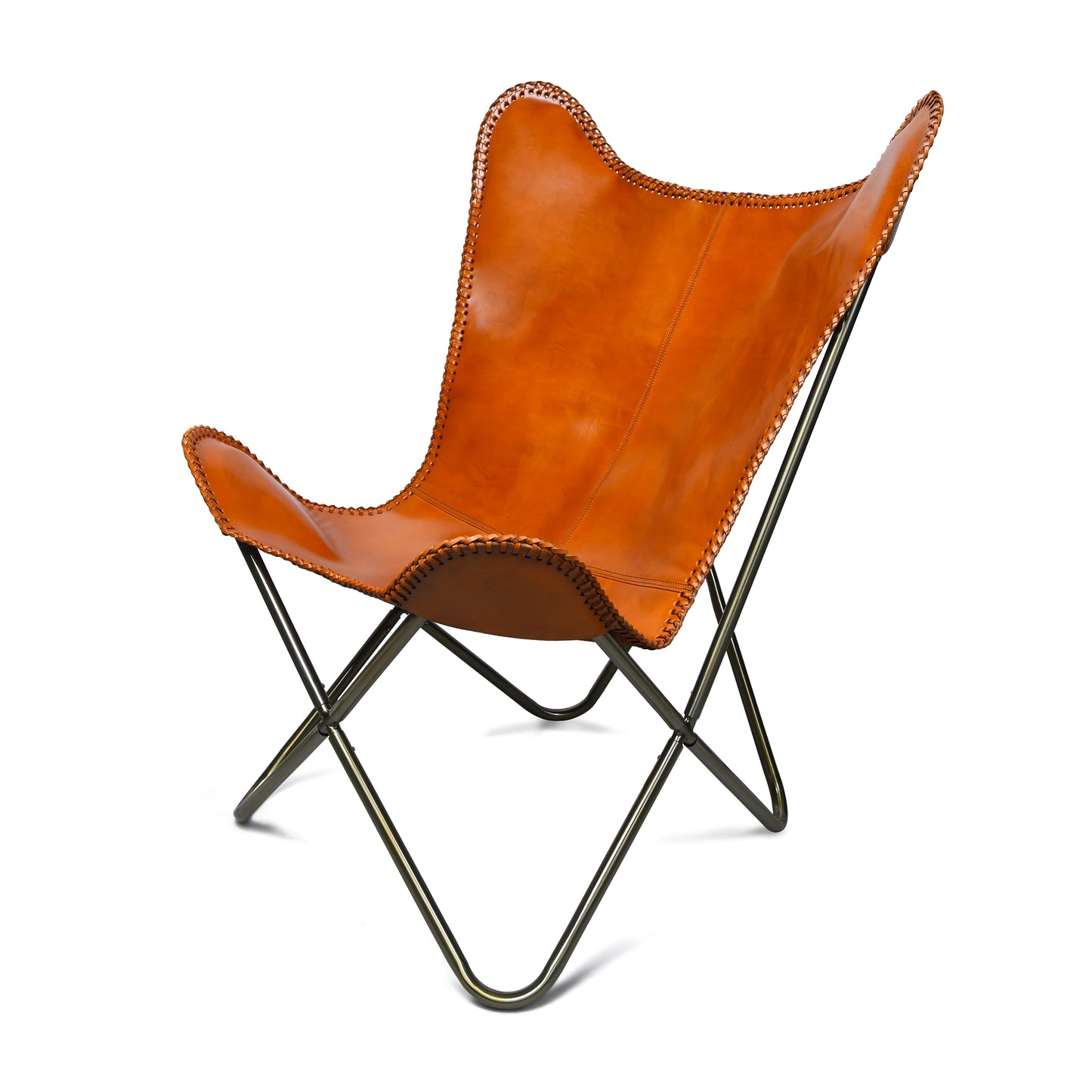 Light Caramel Brown Leather Cover with Brass Frame